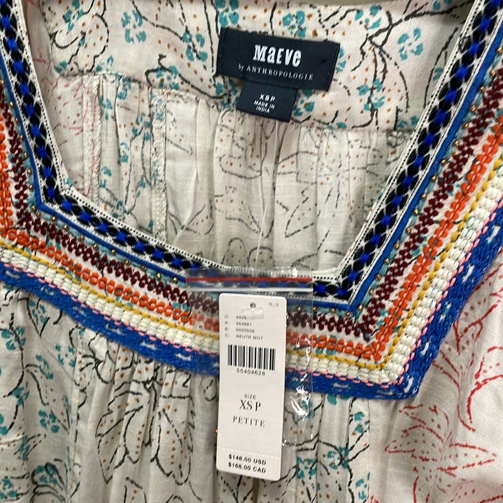 NWT Maeve Oversized Paolina Tassled Blouse XS Retsil $148 - Picture 4 of 6